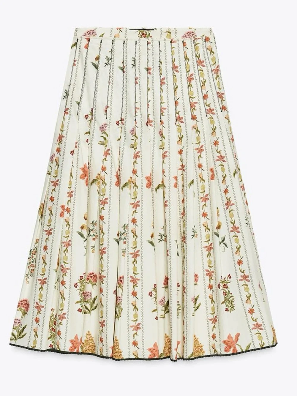 ZARA Floral Pleated A-Line Midi Skirt, ZW Collection. XS NWT